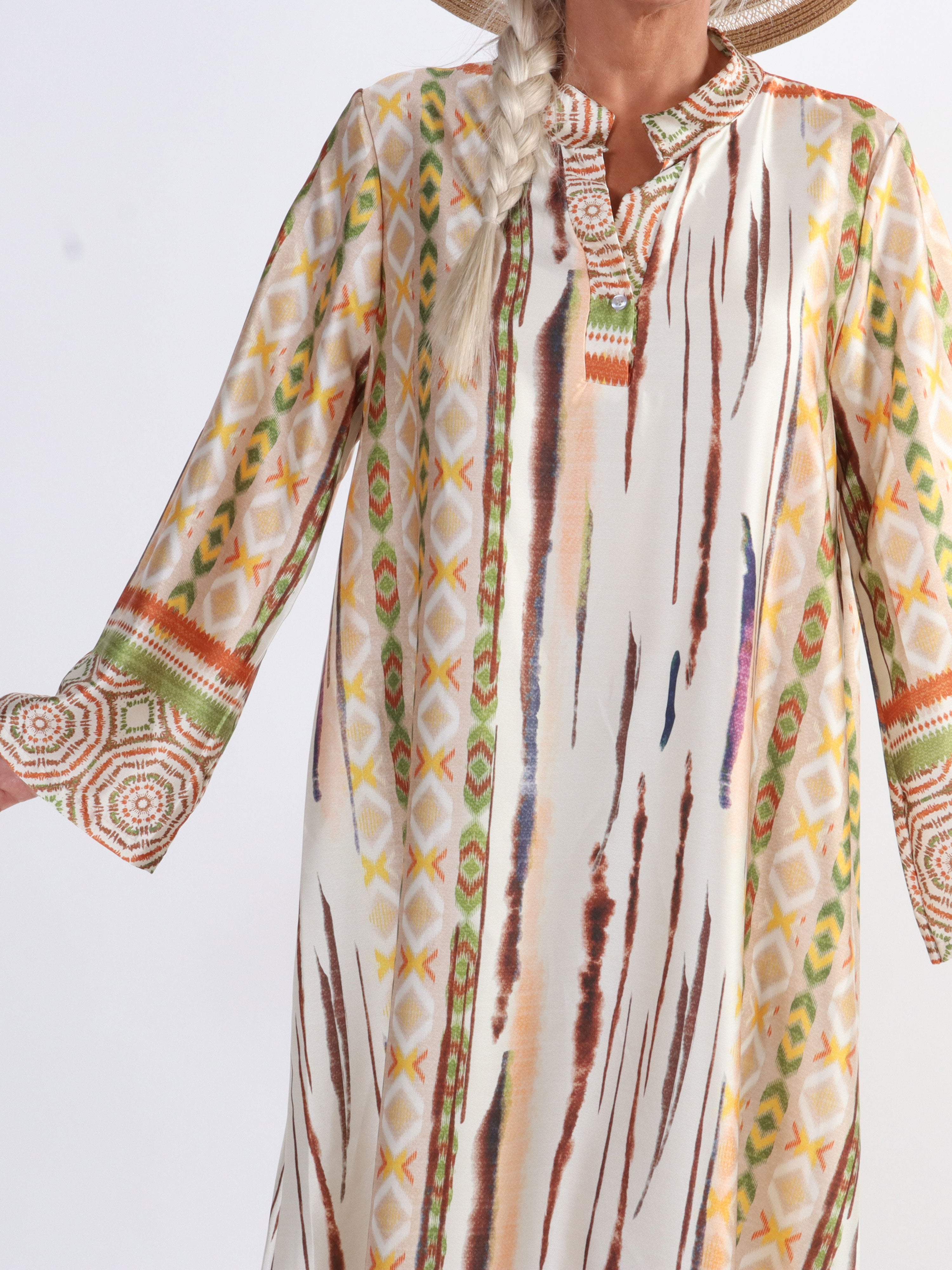 Hyben - Langærmet kjole i silkelook